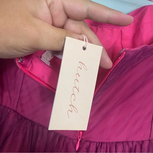 Anthropologie Hutch Calloway Strapless Bustier Tulle Maxi Dress Purple Red Sz 12 - Picture 8 of 8